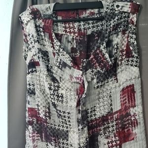 Geometric Pattern Cap Sleeve Top